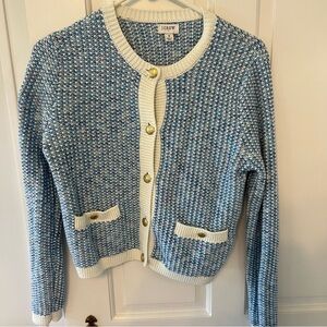J. Crew Textured Knit Sweater in Blue and White